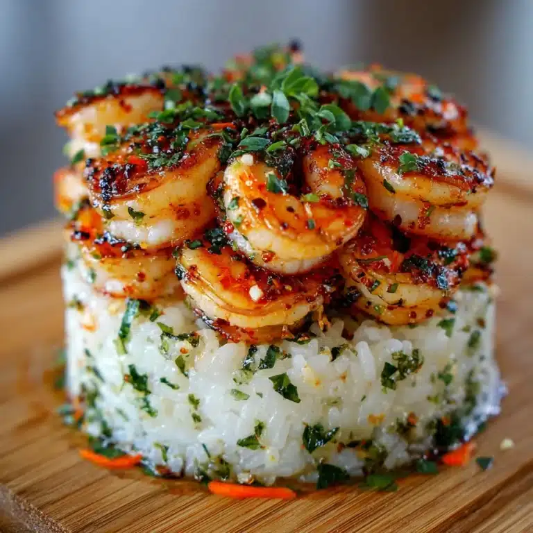 Garlic Butter Shrimp and Rice Stack Recipe
