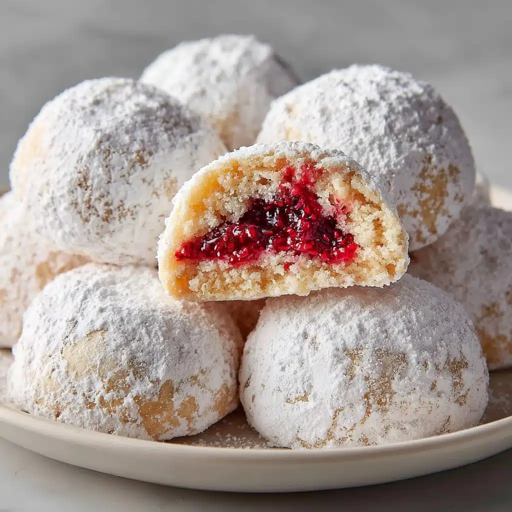Raspberry-Filled Almond Snow Cookies Recipe - Recipe Image