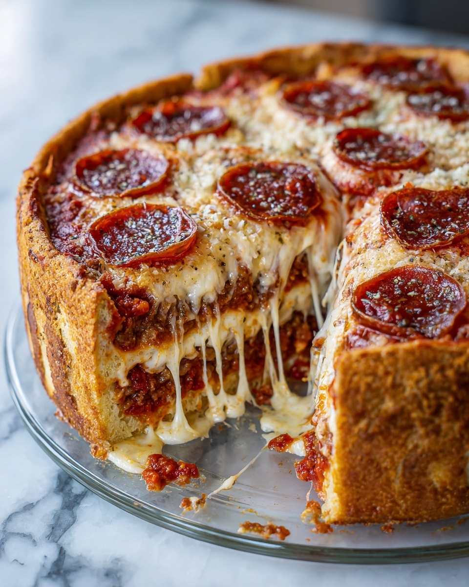 Pepperoni Pizza Layer Cake Recipe - Recipe Image
