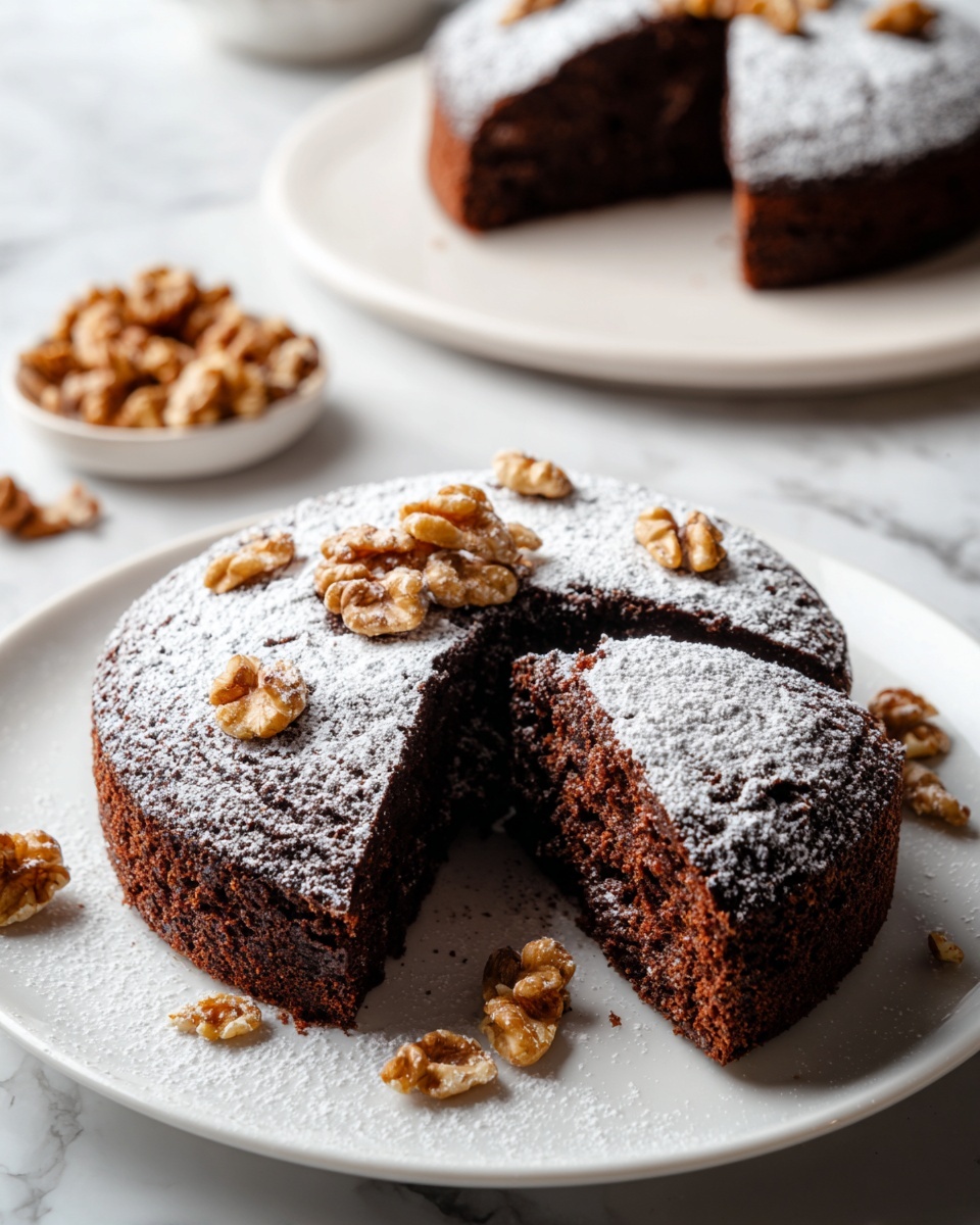 Simple Moist Chocolate Walnut Cake Recipe - Recipe Image