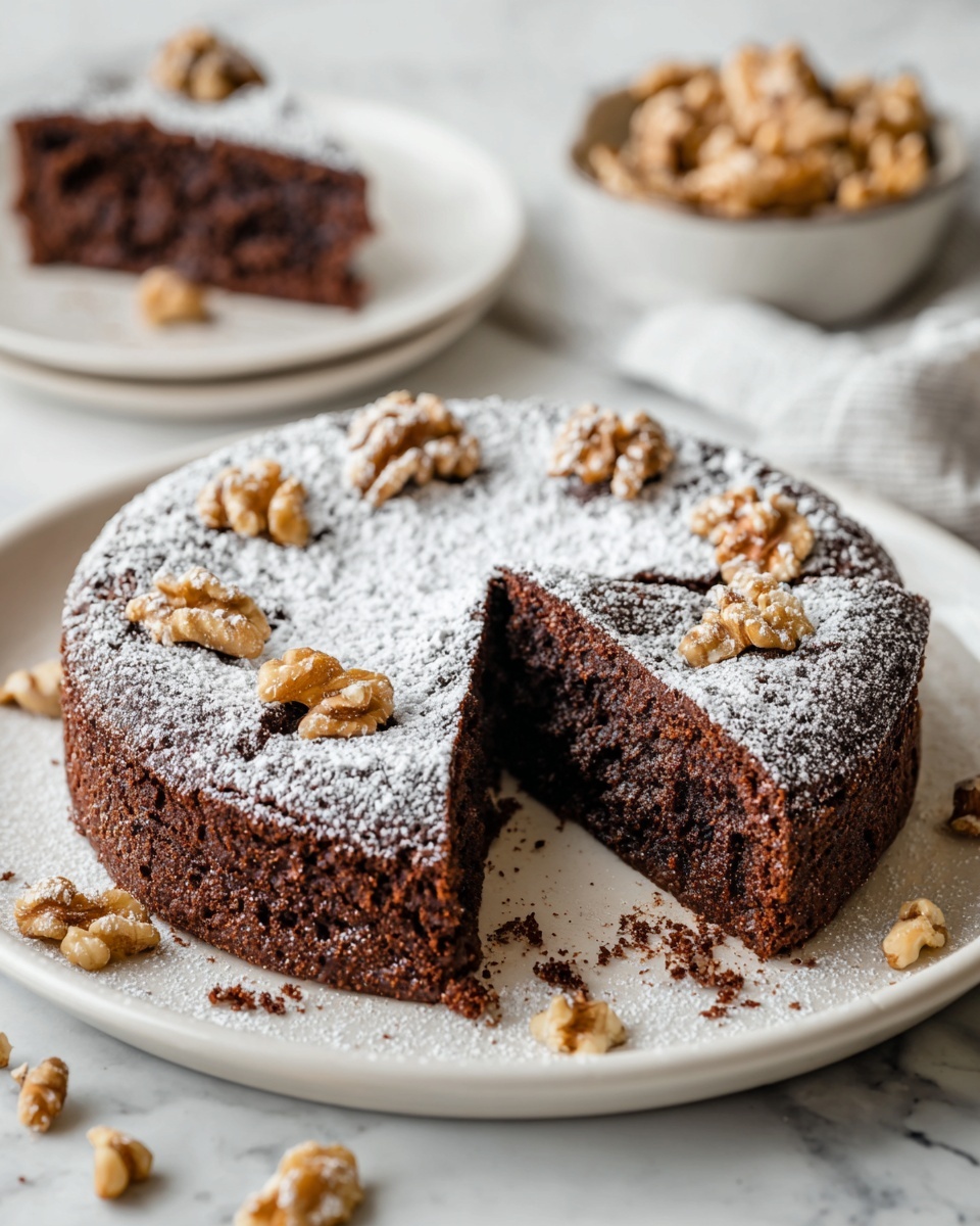 Simple Moist Chocolate Walnut Cake Recipe - Recipe Image