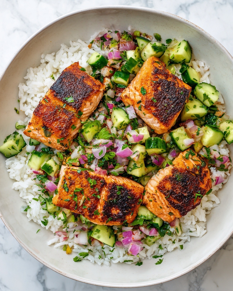 Bang Bang Salmon with Avocado Cucumber Salsa Recipe - Recipe Image