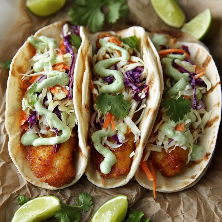 Crispy Fish Tacos with Cilantro Lime Slaw Recipe