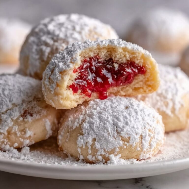 Raspberry Filled Almond Snowball Cookies Recipe