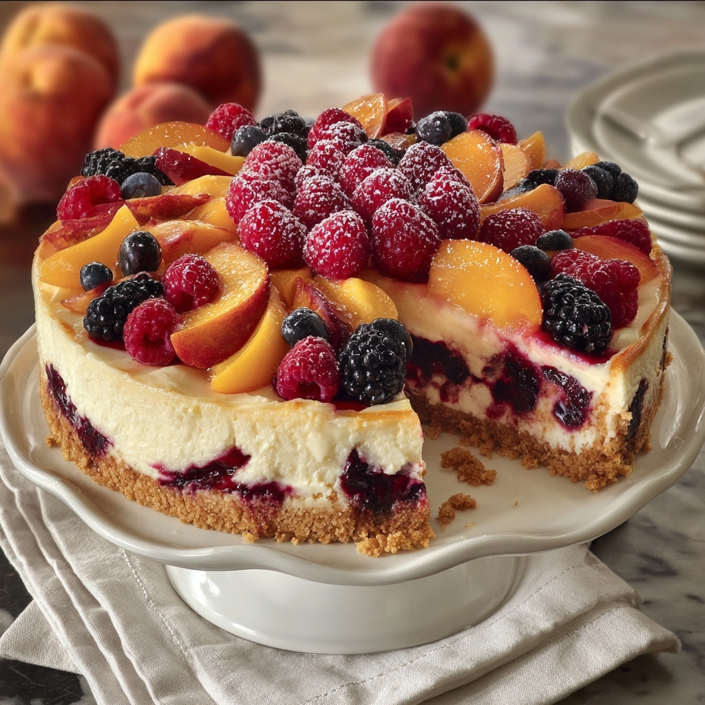 Berry and Peach Cheesecake Recipe - Recipe Image