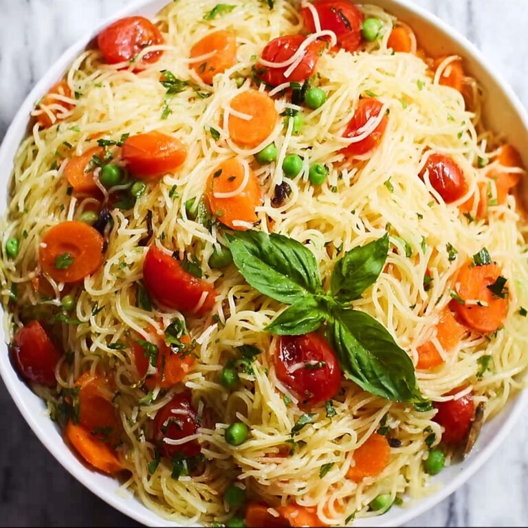 Angel Hair Pasta Salad with Cherry Tomatoes, Cucumber, and Basil Recipe