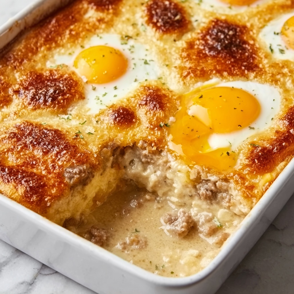Biscuits and Gravy Breakfast Casserole Recipe - Recipe Image