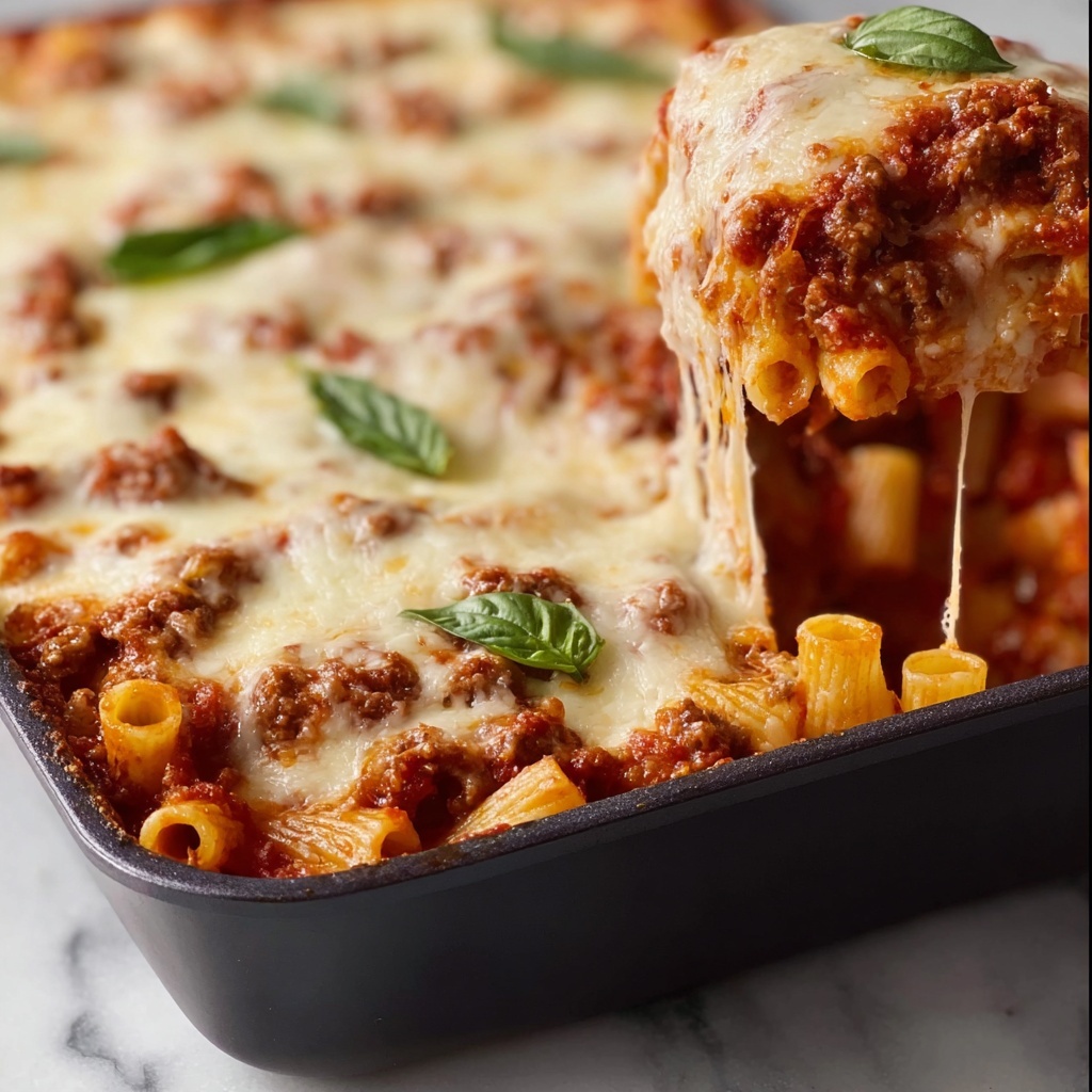Baked Ziti with Ground Beef, Ricotta, and Mozzarella Recipe - Recipe Image