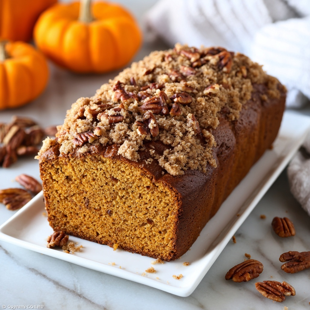 Pumpkin Bread with Brown Sugar Pecan Topping Recipe - Recipe Image