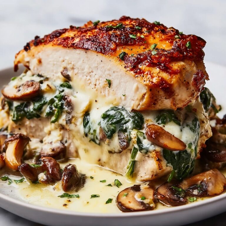 Mushroom and Spinach Stuffed Chicken Breast Recipe