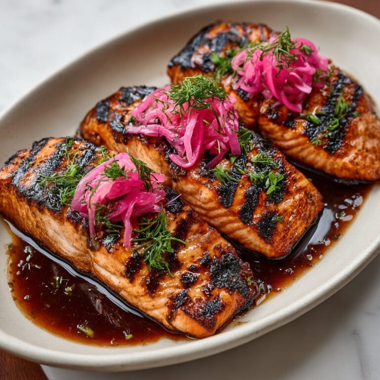 Grilled Teriyaki Salmon with Pickled Radish Recipe