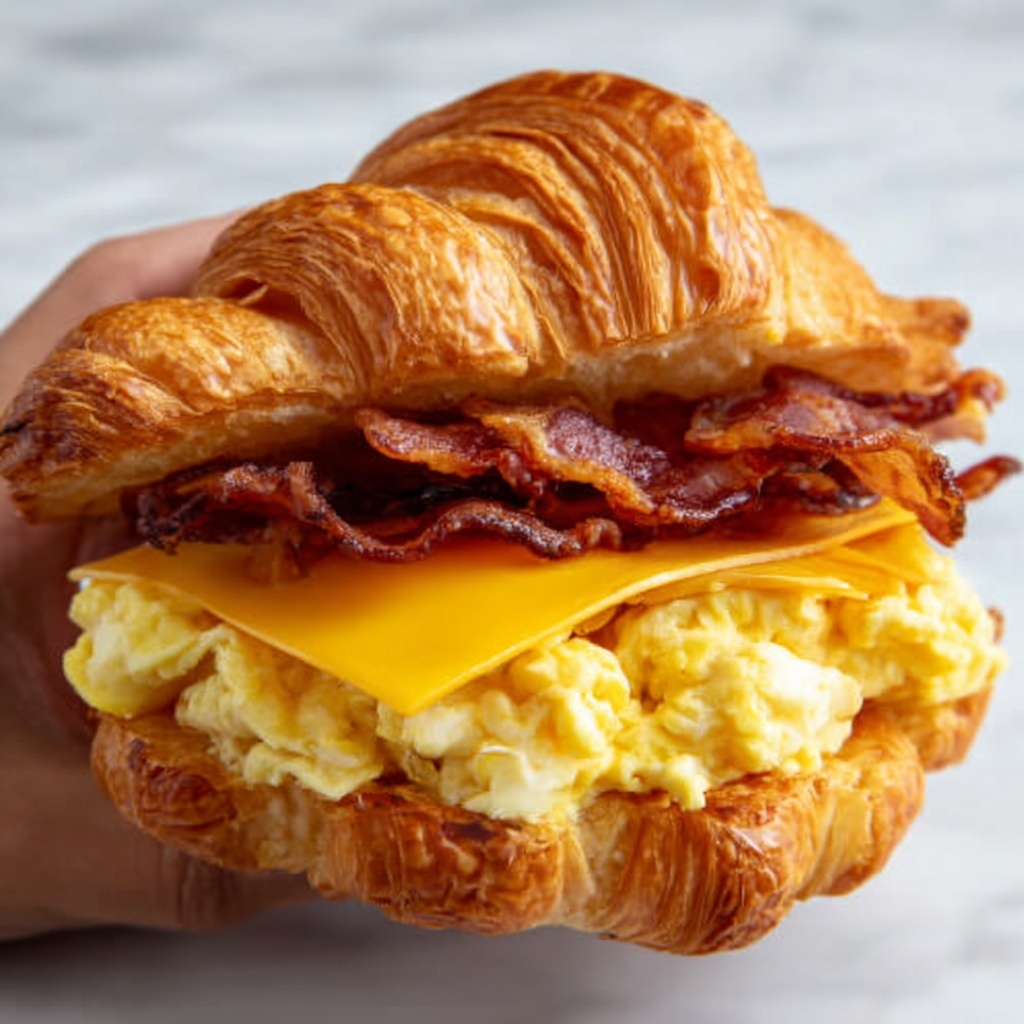 Easy Croissant Breakfast Sandwiches: 20-Minute Delight Recipe - Recipe Image