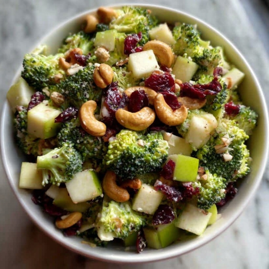 Broccoli Cashew Salad with Apples, Pears, and Cranberries Recipe - Recipe Image