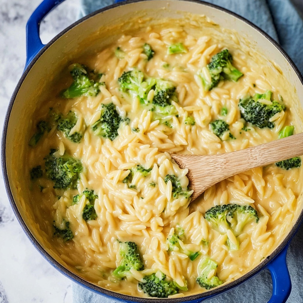 Creamy One-Pot Broccoli Cheddar Orzo Recipe - Recipe Image