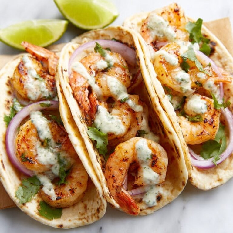 Quick Shrimp Tacos with Creamy Sauce and Fresh Vegetables Recipe