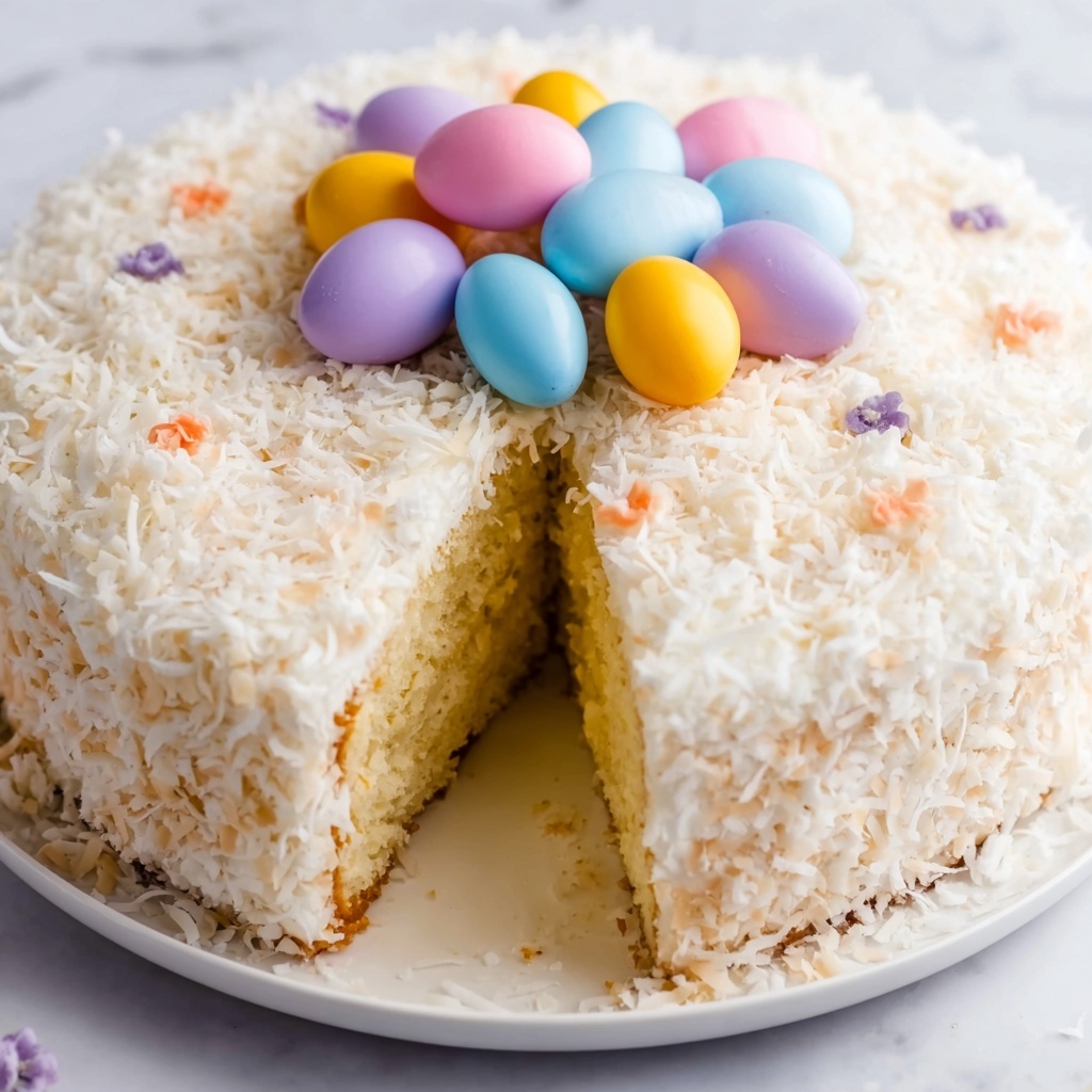 Easter Lemon Coconut Bundt Cake with Chocolate Eggs Recipe - Recipe Image