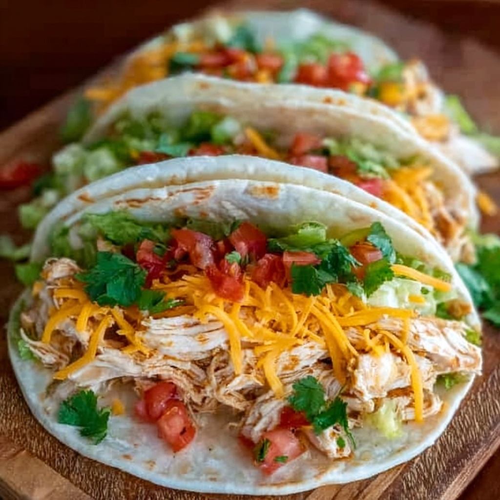 Slow Cooker Queso Chicken Tacos Recipe - Recipe Image