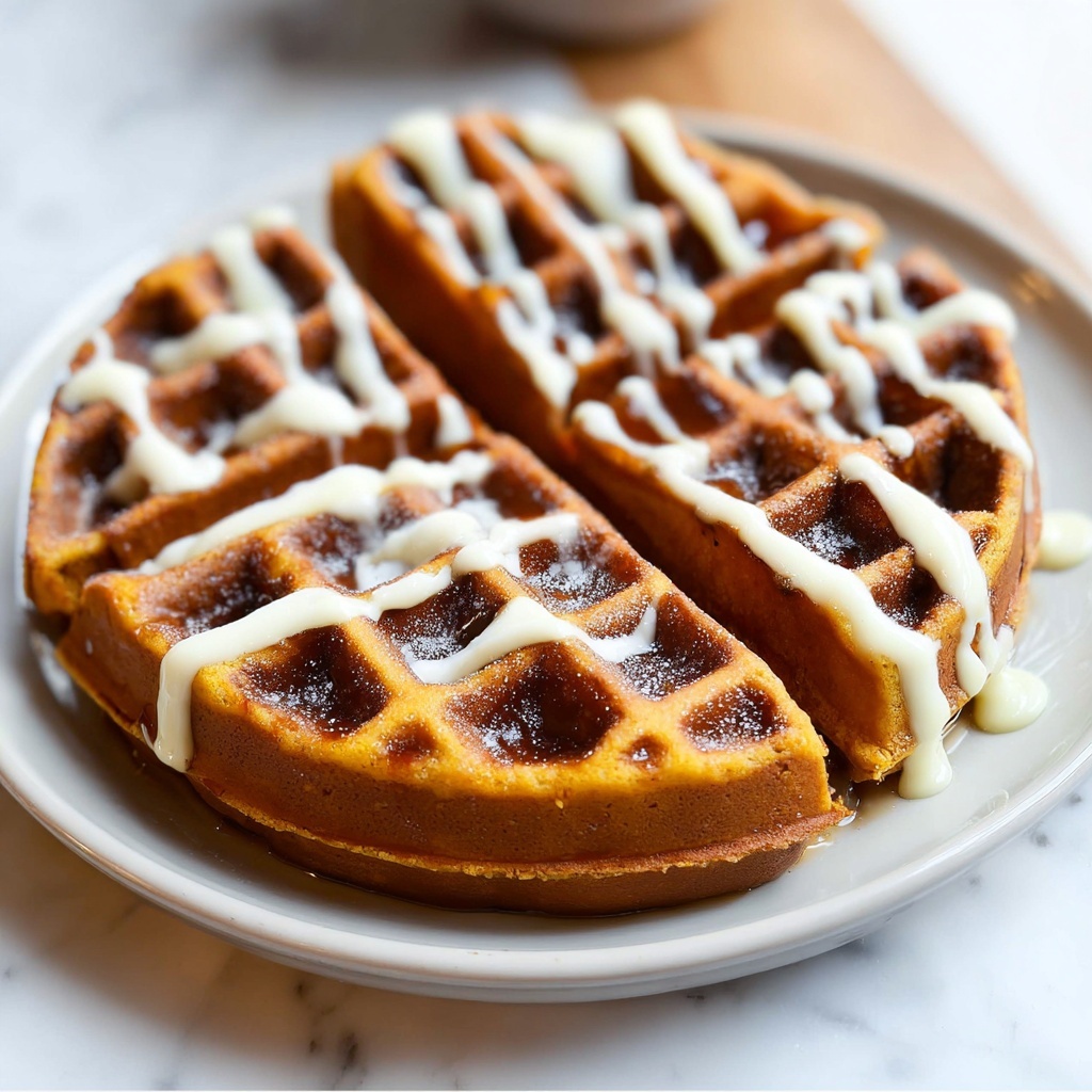 Cinnamon Roll Waffles with Cream Cheese Glaze Recipe - Recipe Image