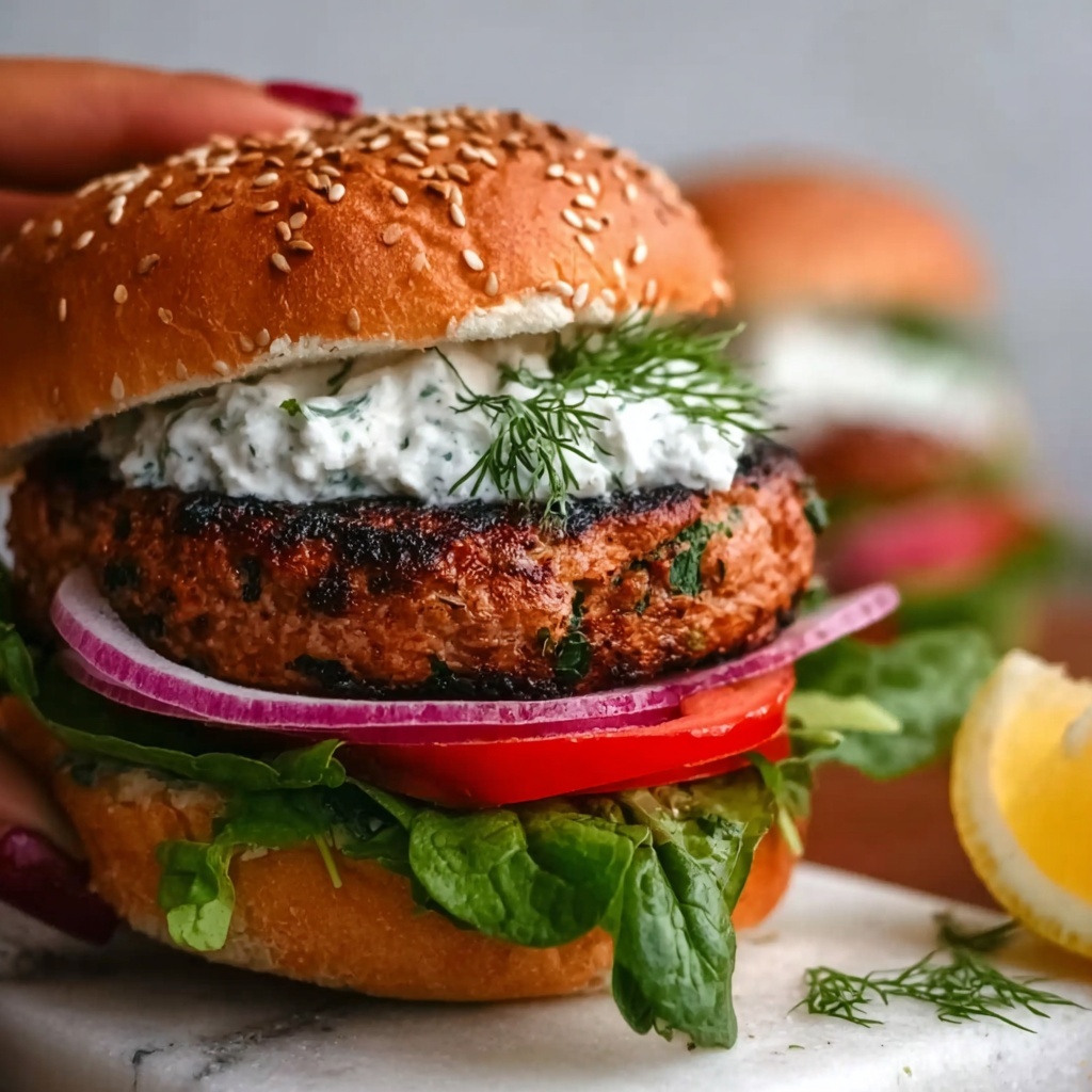 Salmon Burgers with Tzatziki Recipe - Recipe Image