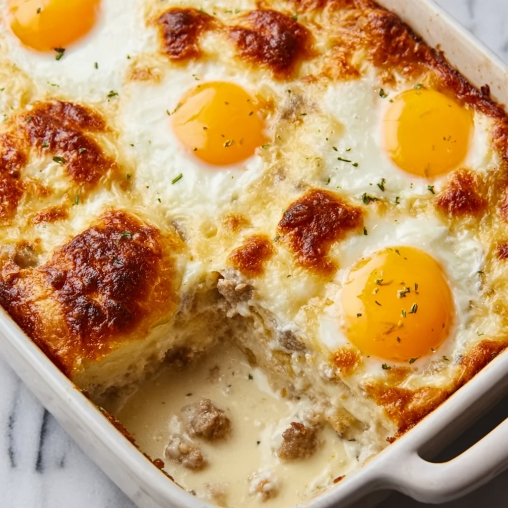Biscuits and Gravy Breakfast Casserole Recipe - Recipe Image