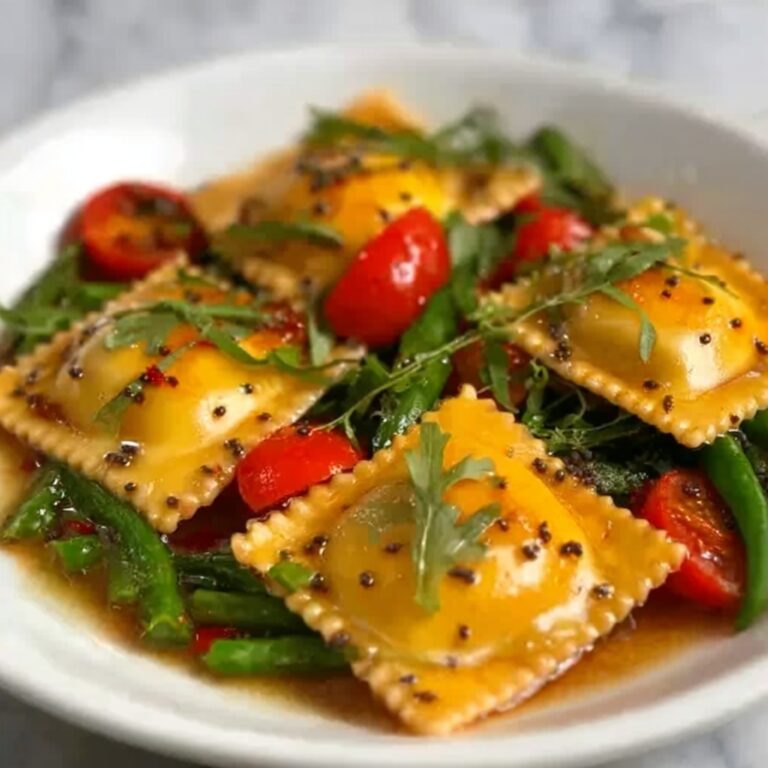 Ravioli with Cherry Tomatoes, Asparagus, and Fresh Herbs Recipe