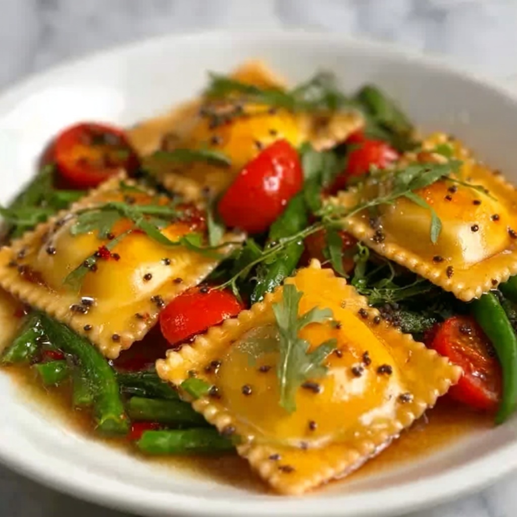 Ravioli with Cherry Tomatoes, Asparagus, and Fresh Herbs Recipe - Recipe Image