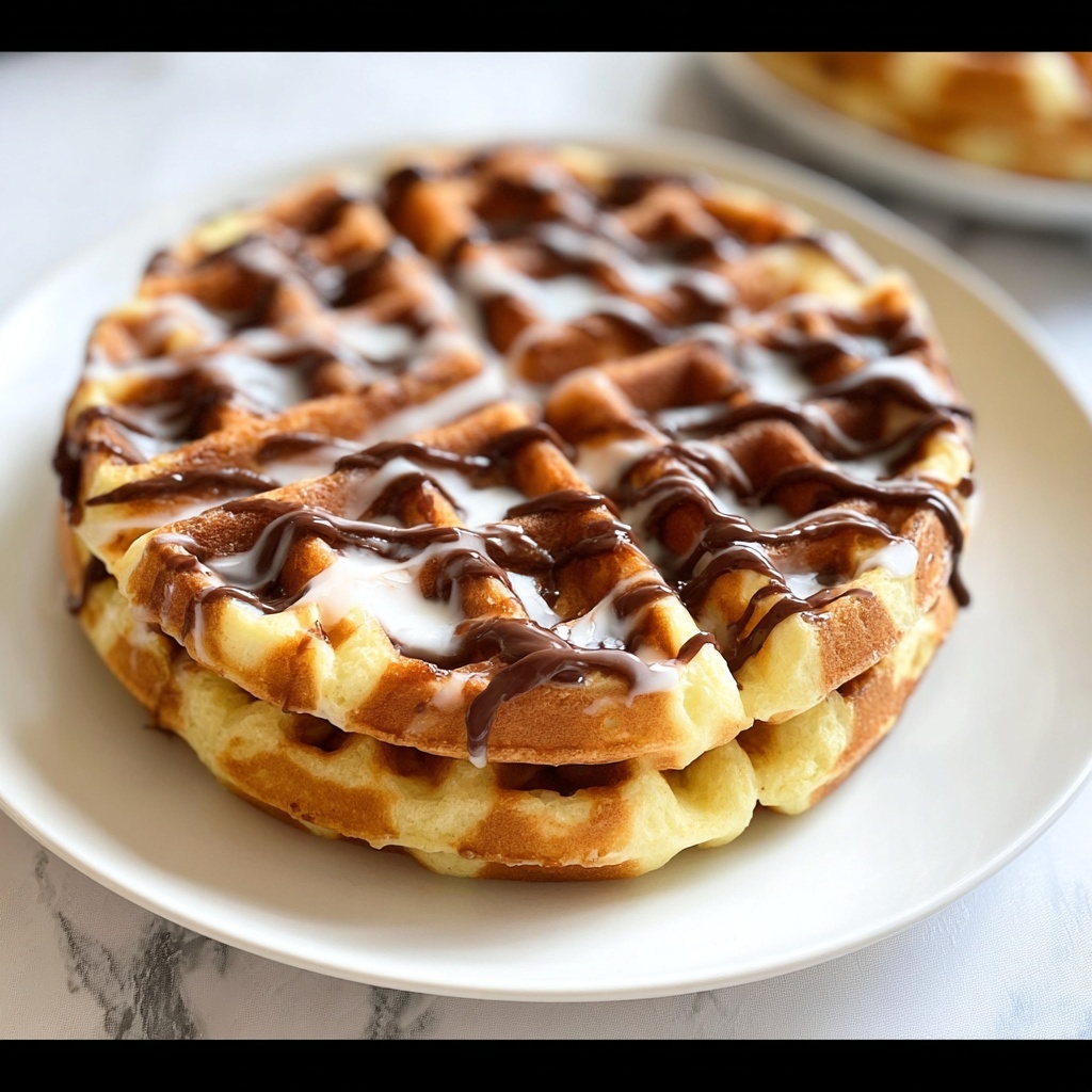 Cinnamon Roll Waffles with Cream Cheese Glaze Recipe - Recipe Image