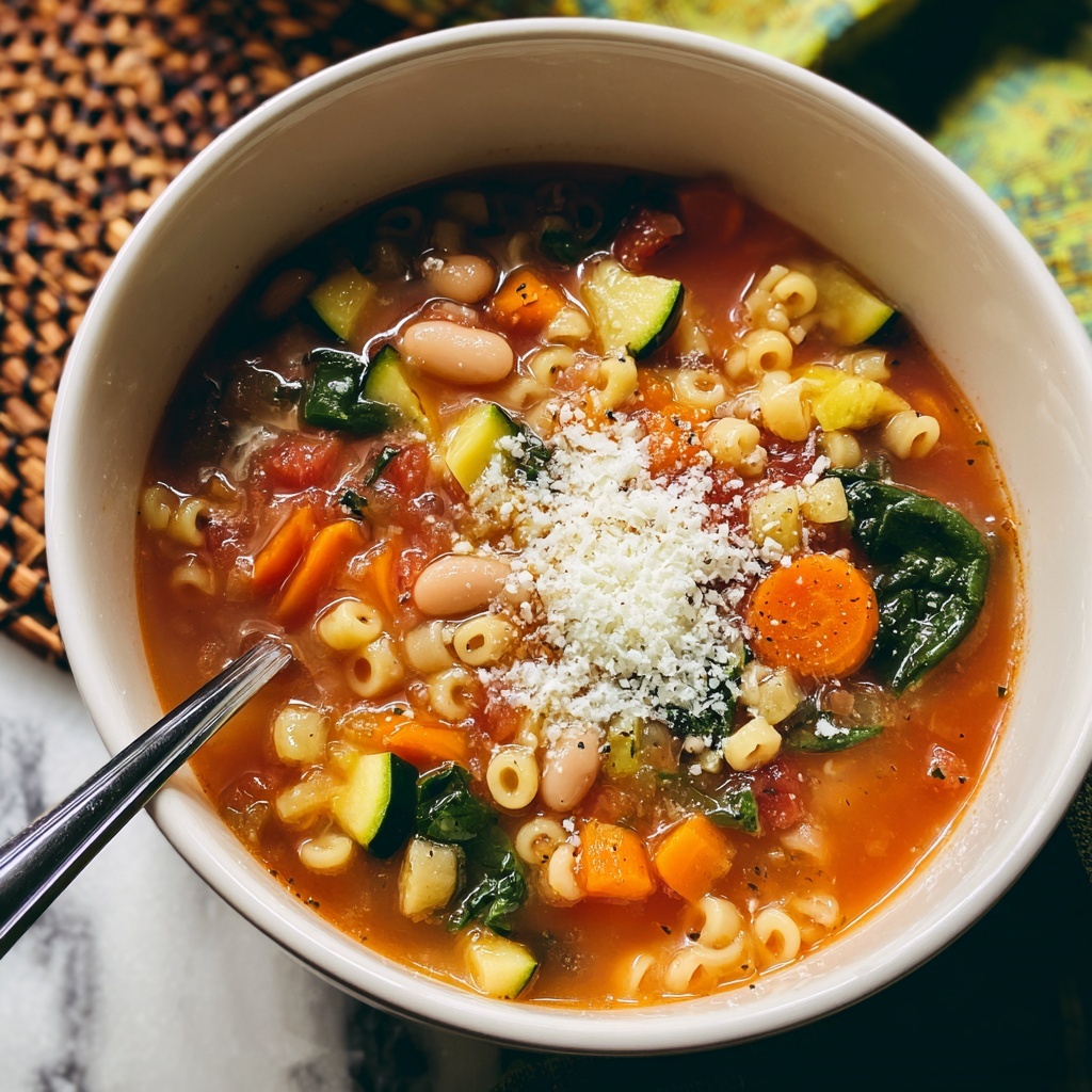 Hearty Minestrone Soup with Vegetables and Pasta Recipe - Recipe Image