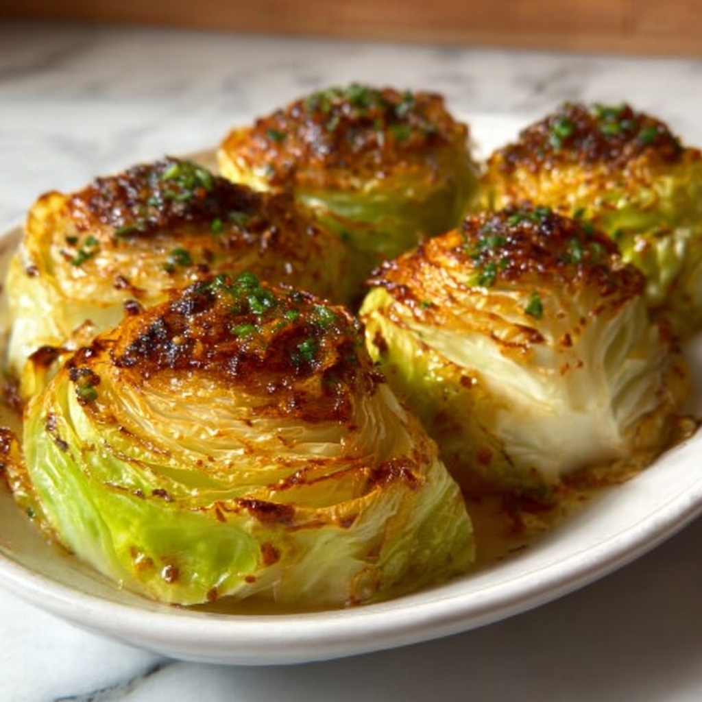 Oven Roasted Garlic Cabbage Steaks Recipe - Recipe Image