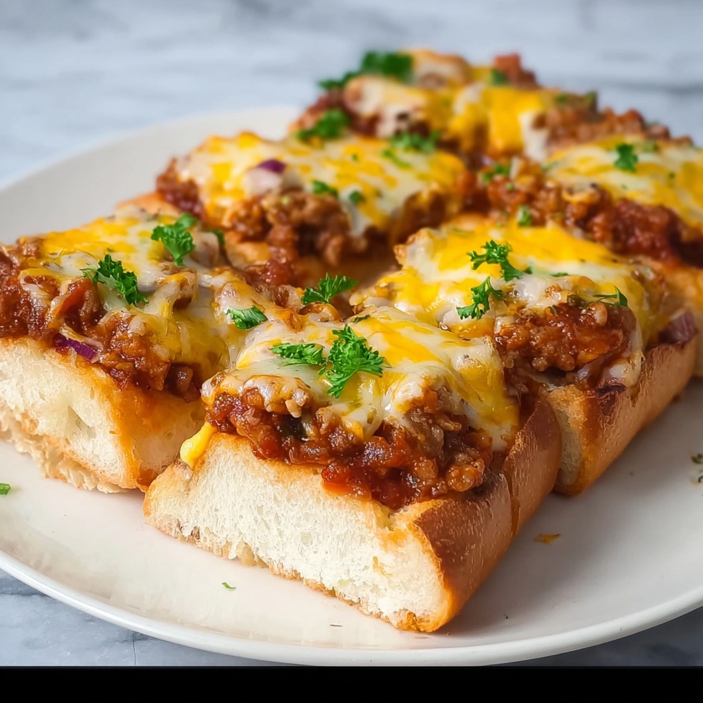 Sloppy Joe French Bread Pizza Slices Recipe - Recipe Image