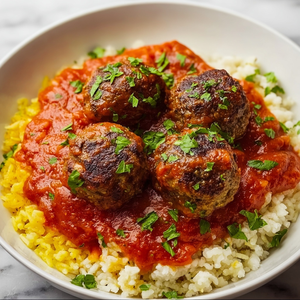 Meatballs With Tomato Sauce and Rice Recipe - Recipe Image