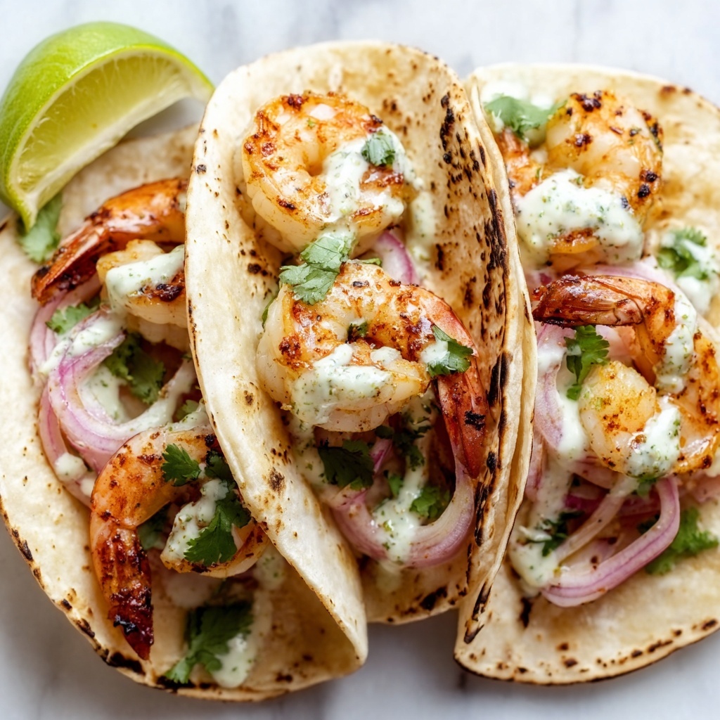 Quick Shrimp Tacos with Creamy Sauce and Fresh Vegetables Recipe - Recipe Image