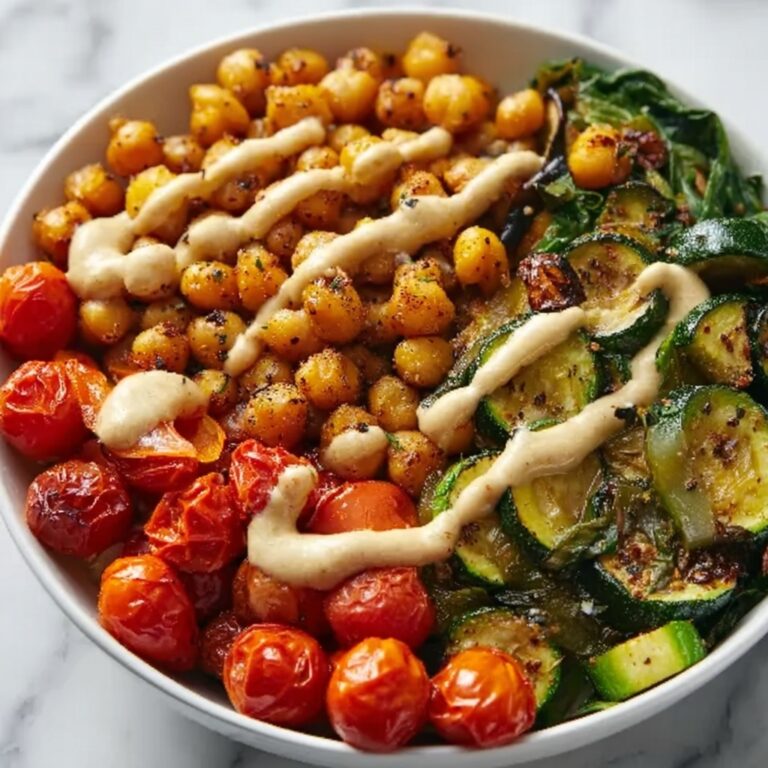 Roasted Vegetable & Chickpea Bowl with Tahini Dressing Recipe