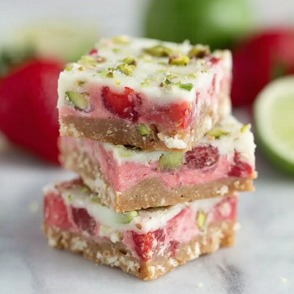 Strawberry Lime White Chocolate Gooey Bars Recipe - Recipe Image