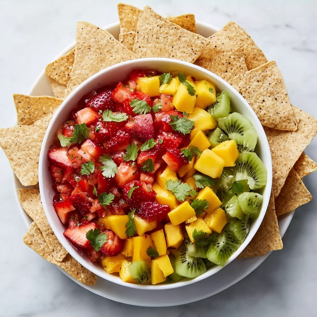 Strawberry Mango Salsa with Cinnamon-Sugar Tortilla Chips Recipe - Recipe Image