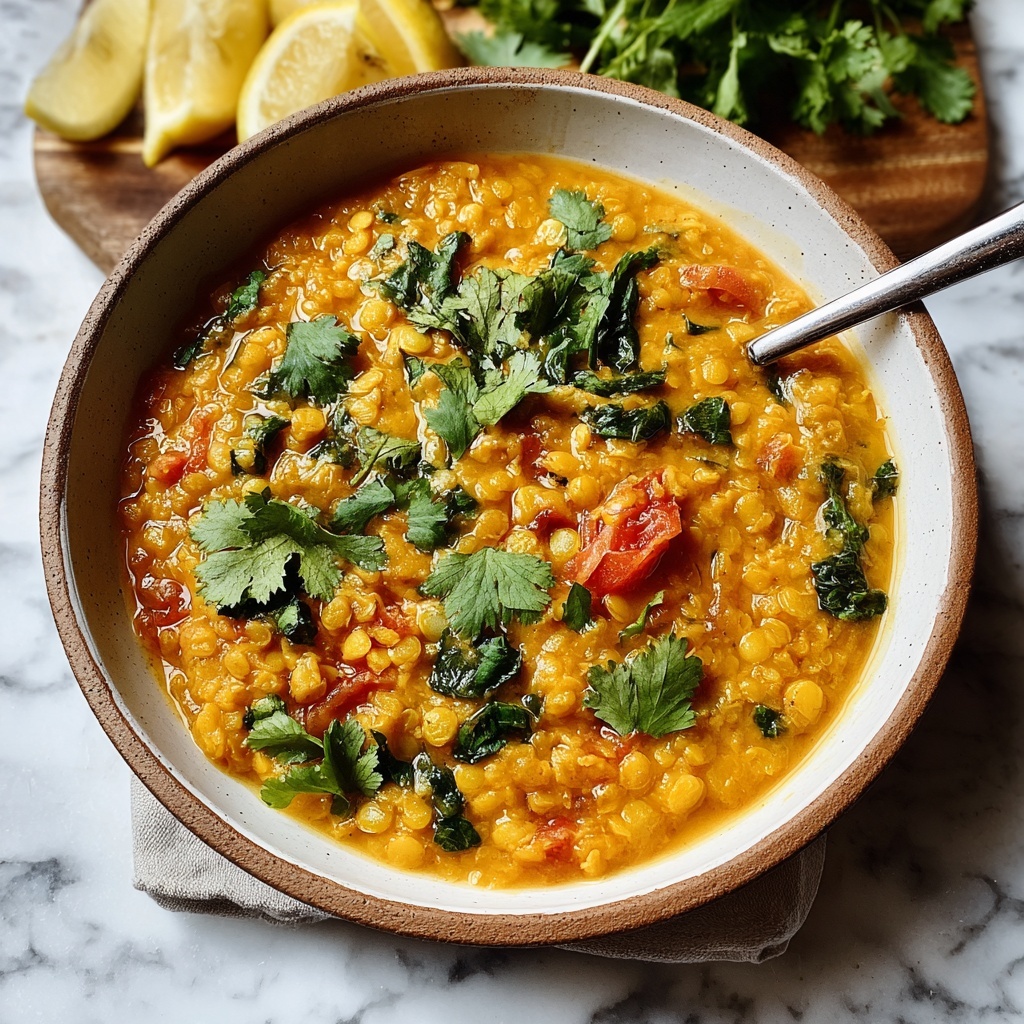 Creamy Red Lentil Dahl with Coconut and Spices Recipe - Recipe Image