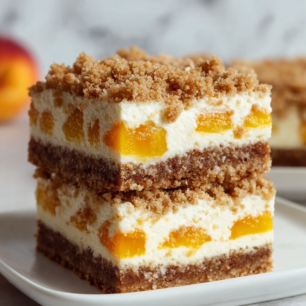 Peach Cobbler Cheesecake Bars Recipe - Recipe Image