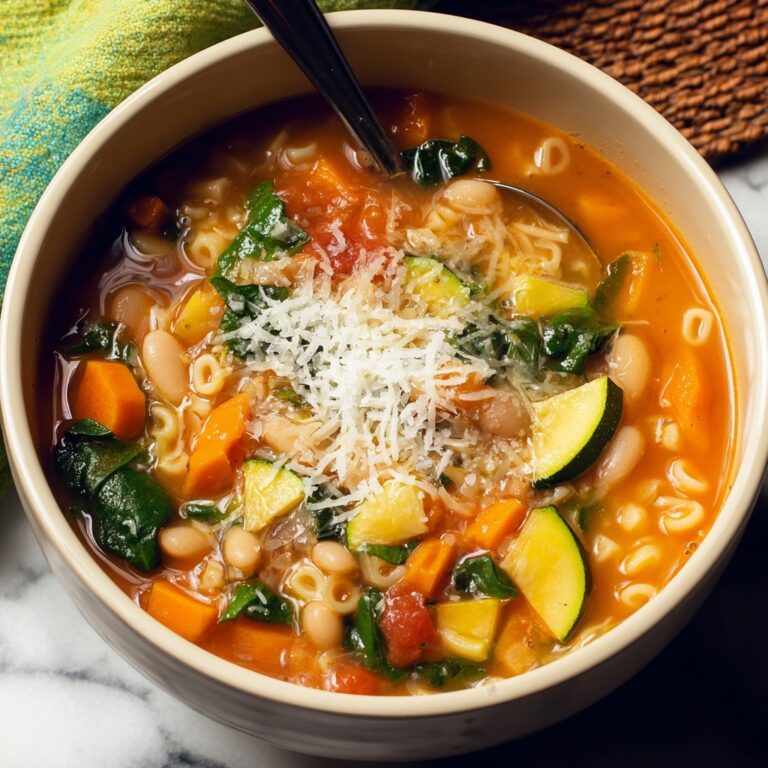 Hearty Minestrone Soup with Vegetables and Pasta Recipe