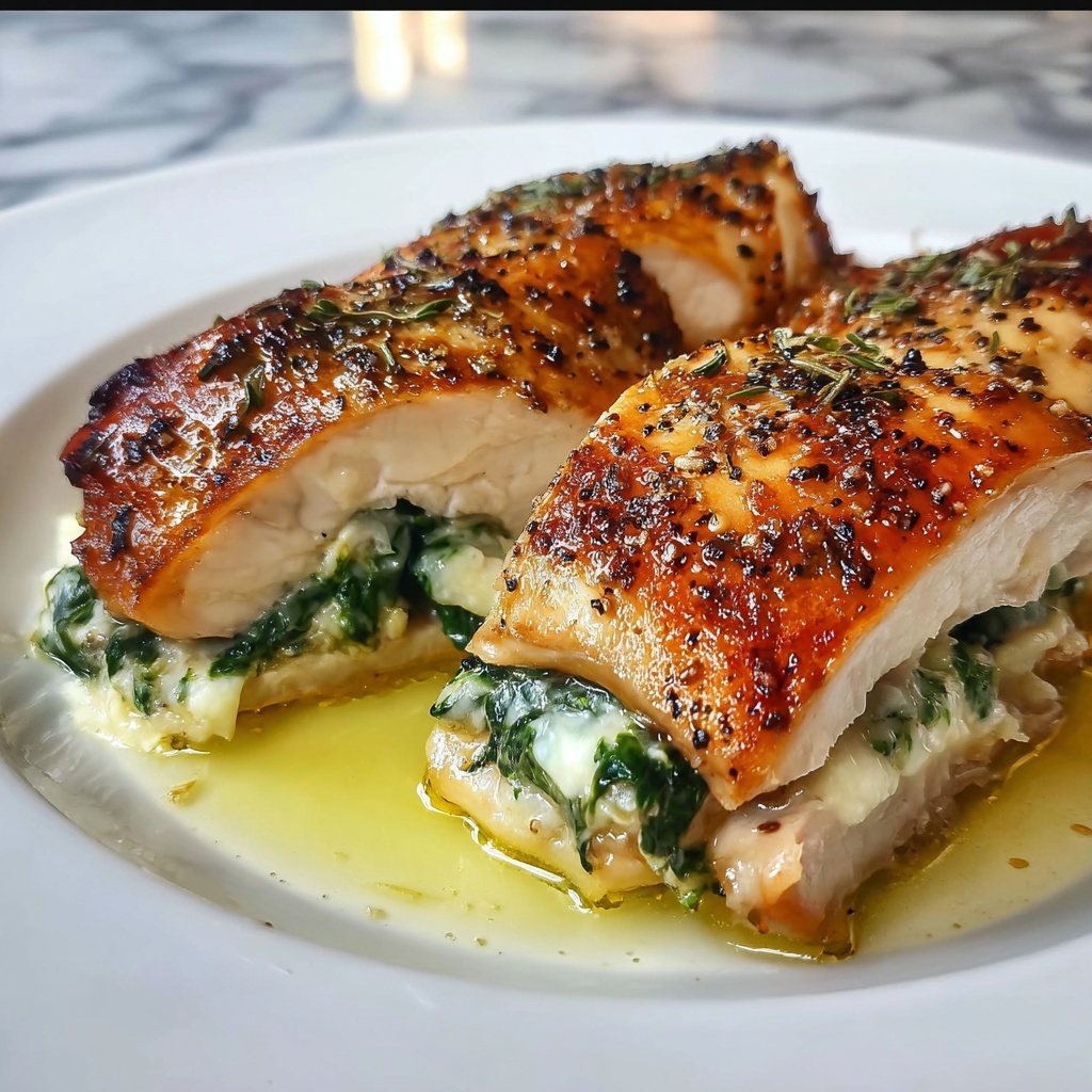 Stuffed Chicken Breasts with Spinach and Cheesy Filling: 5 Irresistible Variations Recipe - Recipe Image