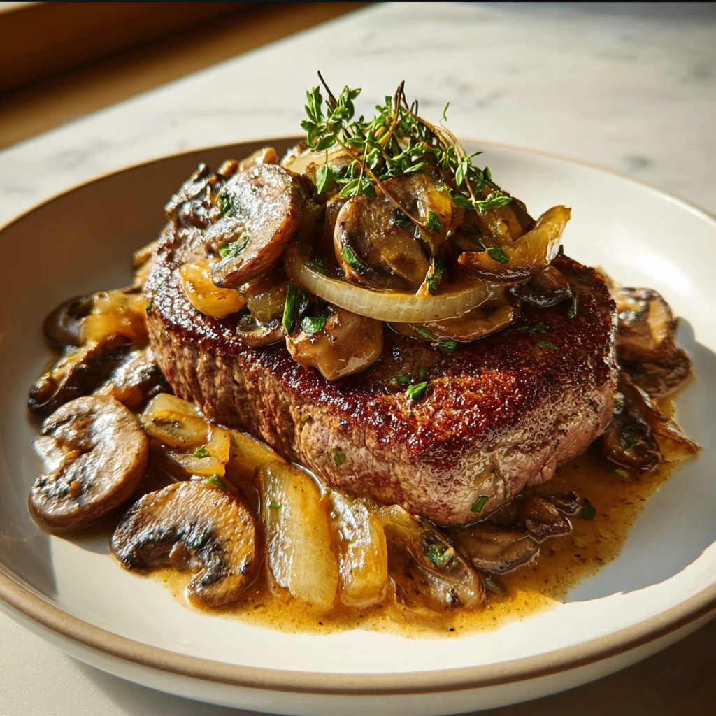 Ribeye Steak with French Onions & Mushrooms Recipe - Recipe Image