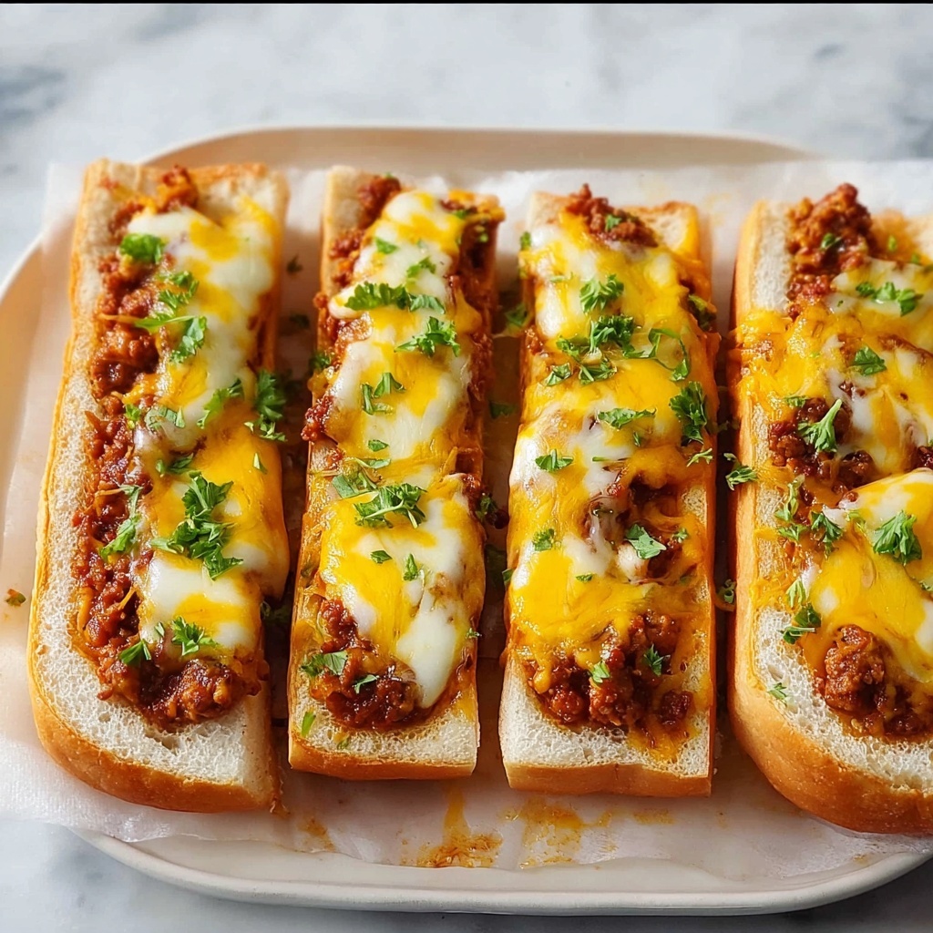 Sloppy Joe French Bread Pizza Slices Recipe - Recipe Image