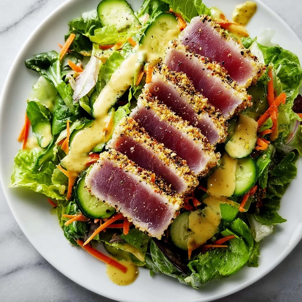 Savory Sesame Crusted Ahi Salad with Zesty Ginger Lime Twist Recipe - Recipe Image