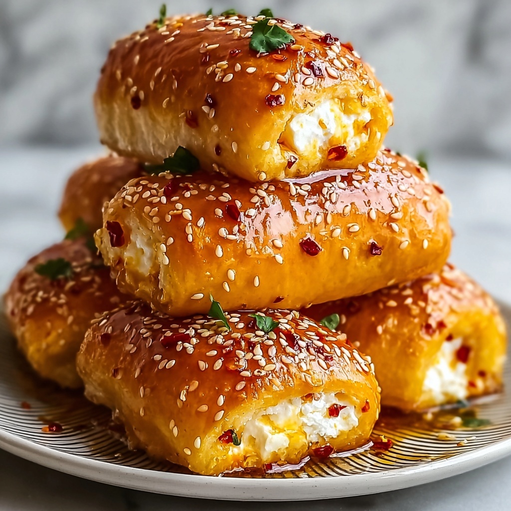 Oven Fried Feta Rolls with Chili Honey Recipe - Recipe Image