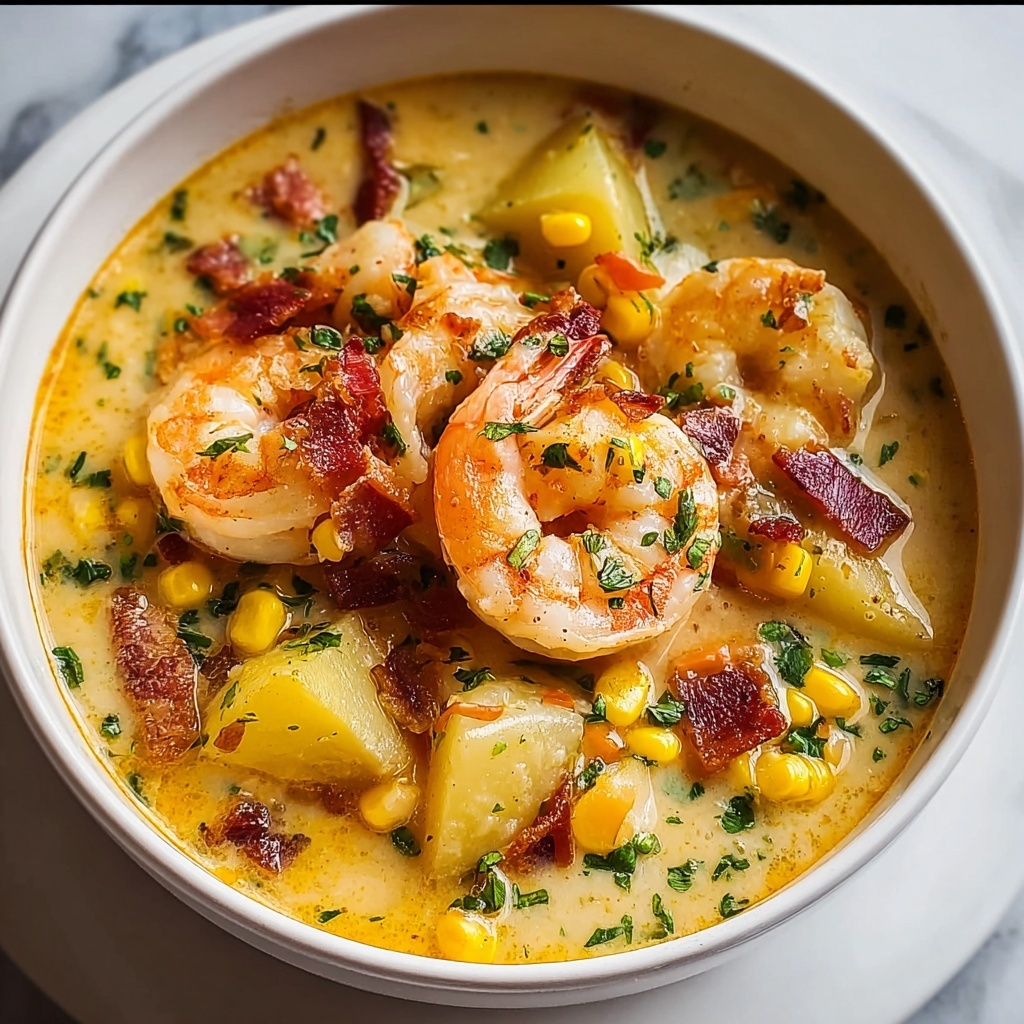 Creamy Potato Shrimp and Corn Chowder Recipe - Recipe Image