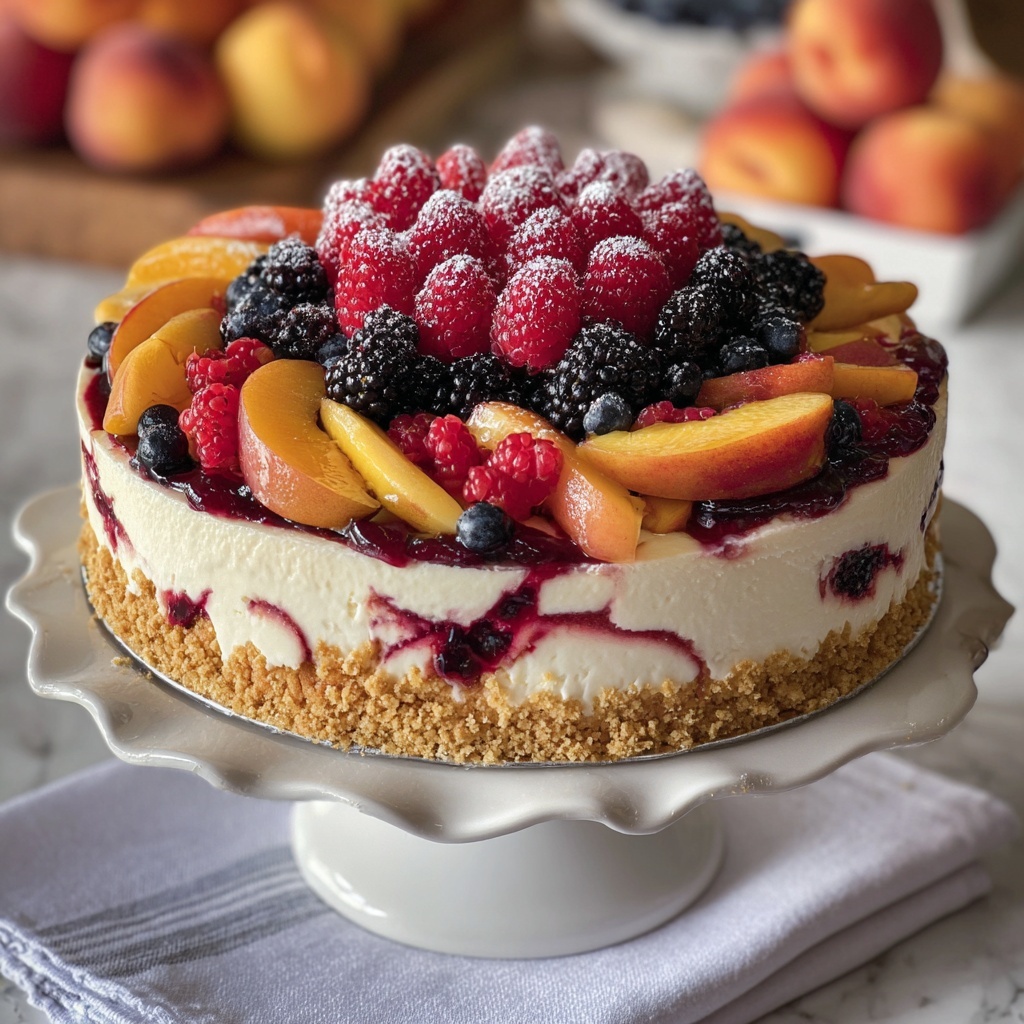 Berry and Peach Cheesecake Recipe - Recipe Image