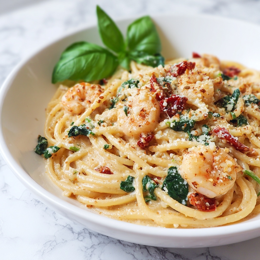 Marry Me Shrimp with Creamy Sun-Dried Tomato Basil Pasta Recipe - Recipe Image