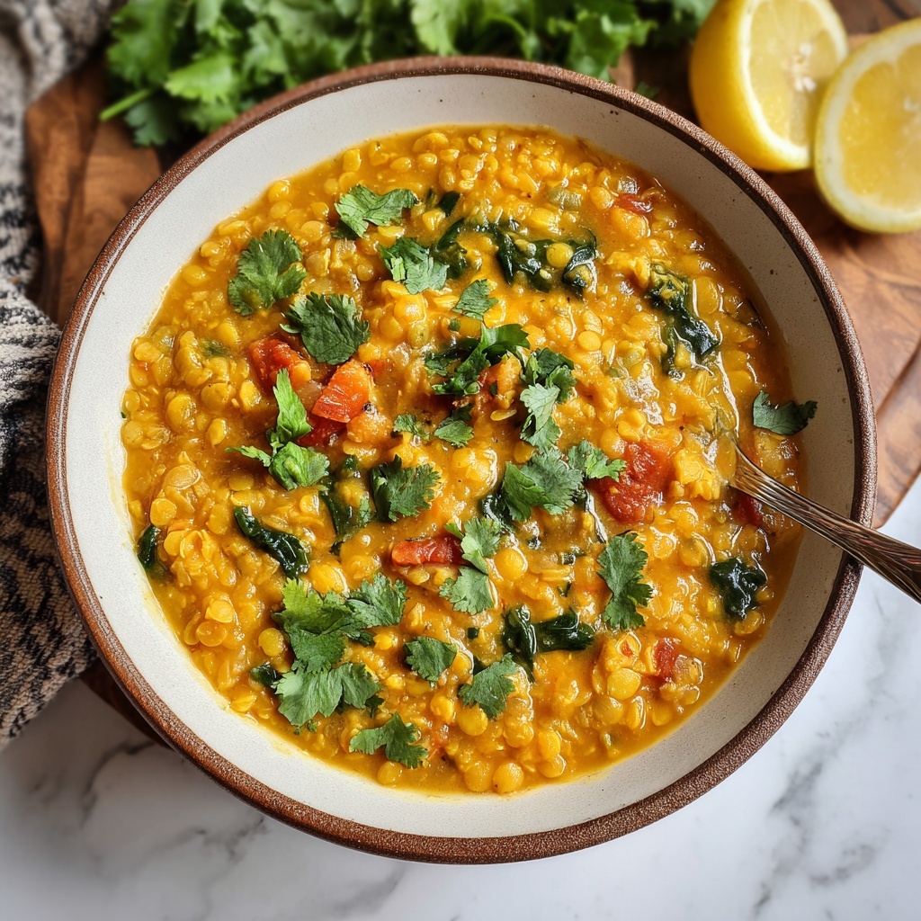 Creamy Red Lentil Dahl with Coconut and Spices Recipe - Recipe Image