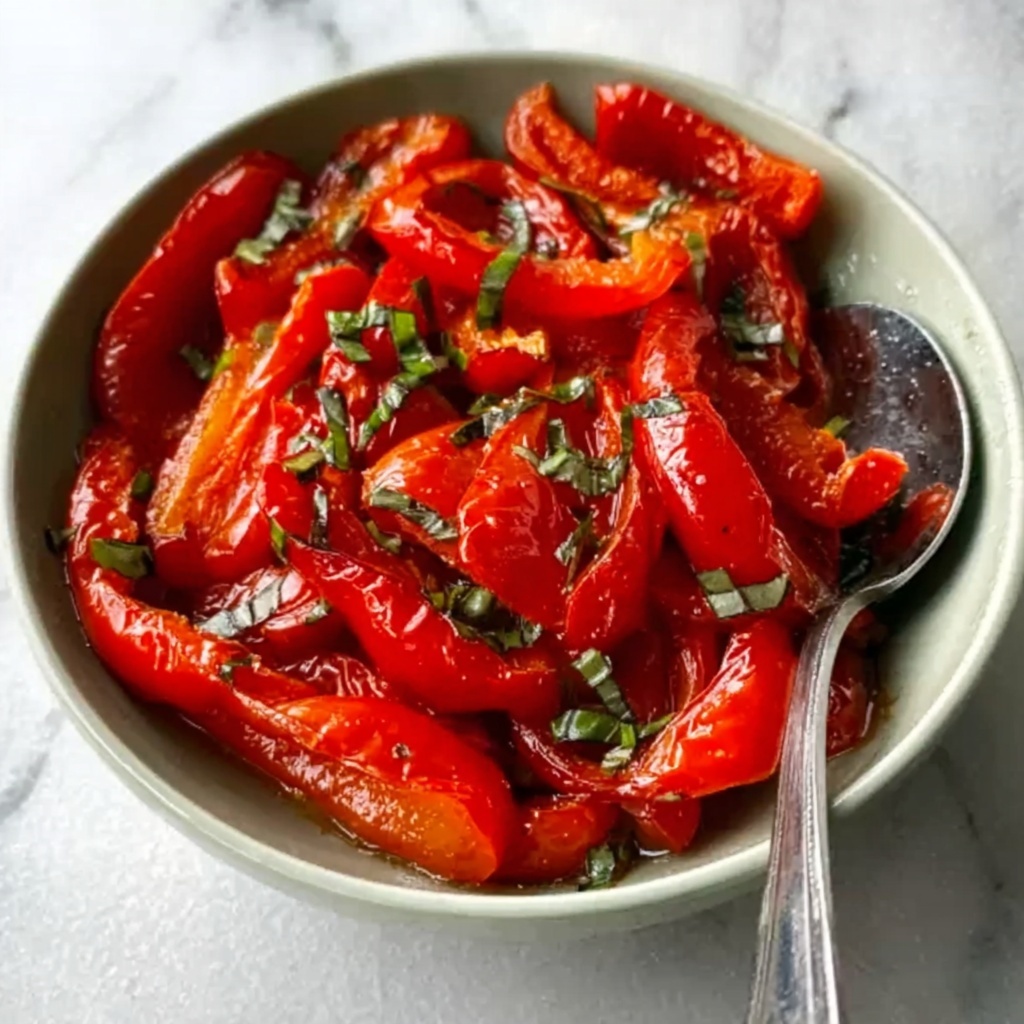 Roasted Red Pepper Salad with Feta and Fresh Herbs Recipe - Recipe Image