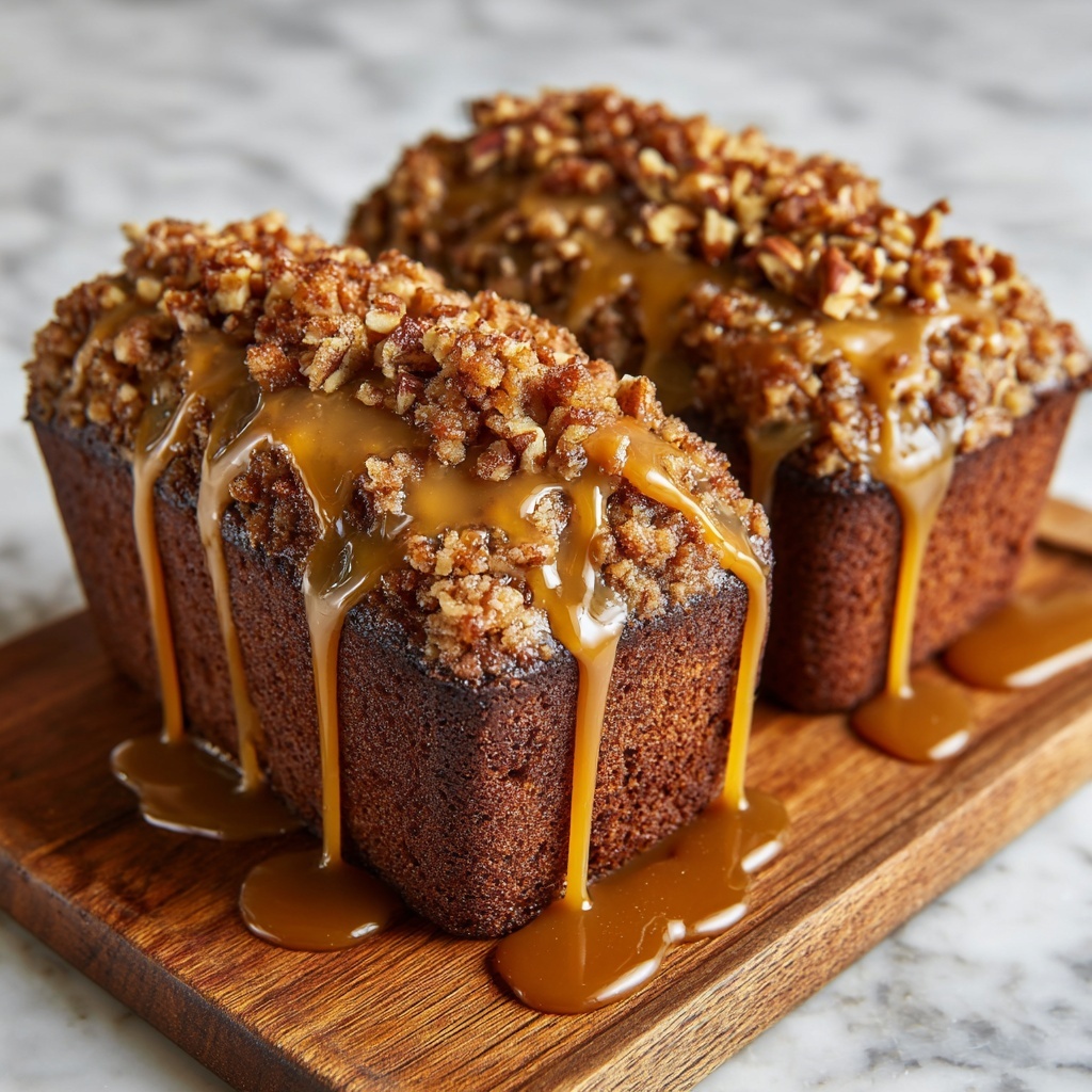 Mini Caramel Banana Bread Loaves with Condensed Milk Glaze Recipe - Recipe Image