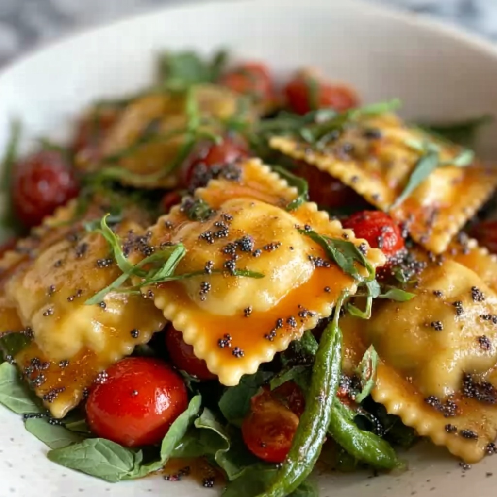 Ravioli with Cherry Tomatoes, Asparagus, and Fresh Herbs Recipe - Recipe Image